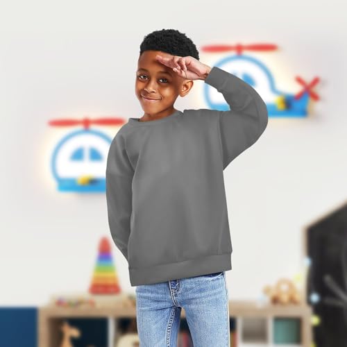 Toddler Crewneck Sweatshirt Boys Girls Fleece Lined Pullover Basic Long Sleeve Fall Spring Tops4