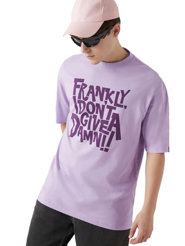 Image of Bewakoof Men's Cotton Jersey Typography Oversized Fit Half Sleeve Round Neck T-Shirt | Casual Wear | Street Wear | Oversized t Shirt for Men Cotton | Baggy