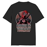 Marvel Deadpool 3 Wolverine Believe in Yourself - Camiseta, Negro -, Large