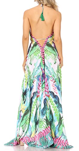 Image of Sakkas Lizi Womens Maxi High-Low Halter Handkerchief Long Dress Beach Party