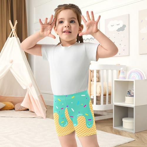 Green Ice Cream Girls Shorts Size 8 Elastic Cotton Girls Running Biker Shorts Dance Tumbling Athletic Gymnastics Yoga Pants for Kids4