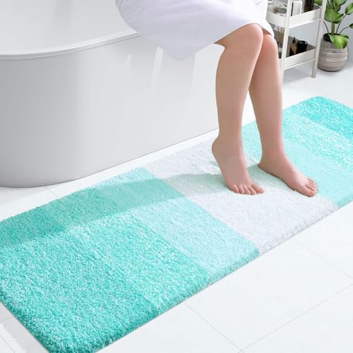 Image of OLANLY Bathroom Runner Rugs Mat 59x20, Extra Soft Absorbent Microfiber Bath Rugs, Rubber Backing, Quick Dry, Washable Long Bath Mats for Bathroom Floor, Tub and Shower, Home Decor Accessories, Teal