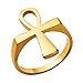 HZMAN Men's Women's Retro Ancient Egypt Ankh Cross Religious Pendant Stainless Steel Orb Ring (Gold, 11)