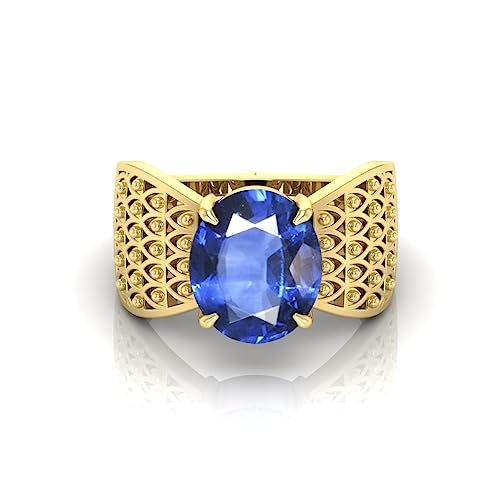 Bague saphir bleu naturel 6 carats non traité et or plaqué de qualité supérieure
