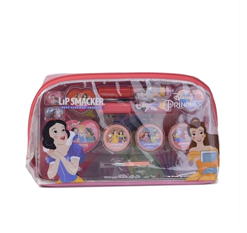 Lip Smacker Disney Princess Sac à Maquillage Essentiel, Ensemble de Maquillage pour Petite Fille avec BrillantÀLèvres et FardsÀPaupières Lumineux, Accessoires Beauté pour Cheveux et Maquillage Inclus