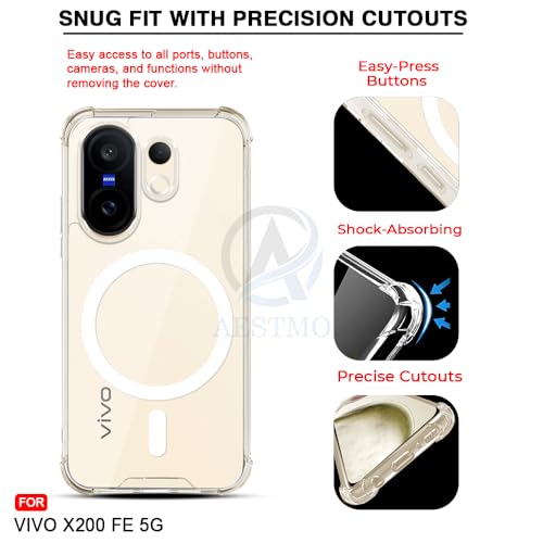 Image of AESTMO Clear Back Cover for Vivo X200 FE 5G | 360 Protection | Transparent Back Cover for Vivo X200 FE 5G (PC + TPU, Compatible with MagSafe Accessories, Transparent Bumper)