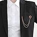 Retro Gold Plated Chain Crystal Round Brooches Collar Pins Rhinestone With Hanging Chain Suit Shirt Lapel Brooch Pin Fashion Jewelry for Men Boy