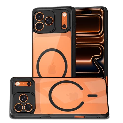 Image of AESTMO iPhone 17 Pro Back Cover | 360 Protection | Crystal Clear Hard Back Transparent | Compatible with MagSafe Accessories (PC+TPU, Black Bumper)