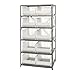 Quantum 2475-954CL Shelving Unit, 24"D x 36"L x 75"H, Carbon Steel, Galvanized with Clear Bins