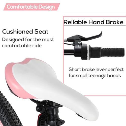 HILAND 24 Inch Kids Bike for Boy Girl Age 7-15 Year Old, Youth Mountain Bike, 7-Speed Kid's MTB Bicycles, Pink