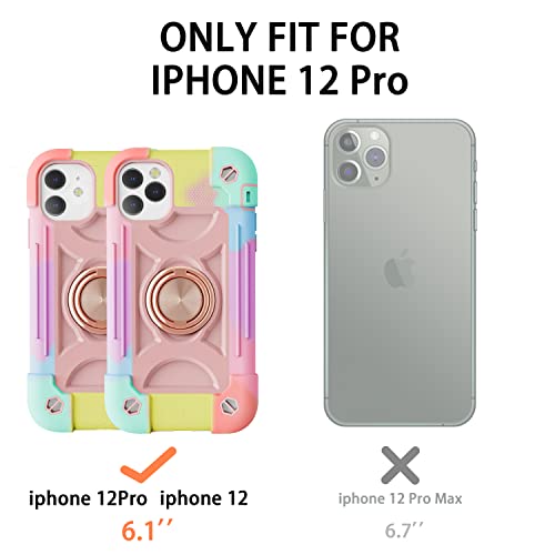 Image of MARKILL Plastic, Silicone Compatible with iPhone 12 /12 Pro Case 6.1 inch with 360 Degree Rotate Ring Stand, Military Grade Drop Protection Heavy Duty Basic Case 3in1 Protective Cover For iPhone 12 /12 Pro.