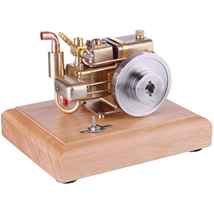 Engine Model Kit, Mini 4-Stroke Metal Engine Model with Wooden Base, Educational Physics Experiment STEM Toys for Adults Gifts
