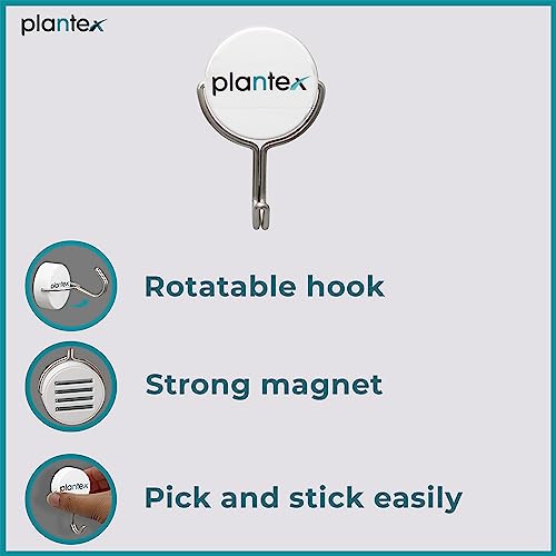 Image of Plantex Stainless Steel Magnetic Rotating Hook for Bathroom /Cloth Hanger /Towel Hanger Hook for Behind Door -Pack of 1 (White)
