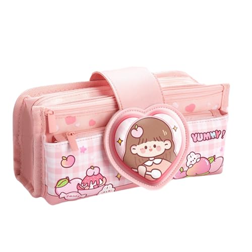 Estojo de lápis multifuncional de desenho coreano para estudantes do ensino fundamental, bolsa de armazenamento de papelaria multicamadas de grande capacidade, A, Tamanho Único