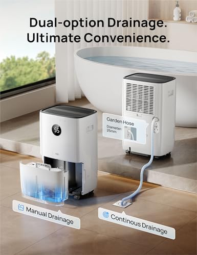 Image of DREO 110-Pint Smart Dehumidifier for Basement, 4500 Ft for Large Room, 2 Gallon Water Tank, Auto /Comfort /Constant Mode Dehumidifiers for Home, Bedroom, Bathroom, with Drain Hose, Black, 711S