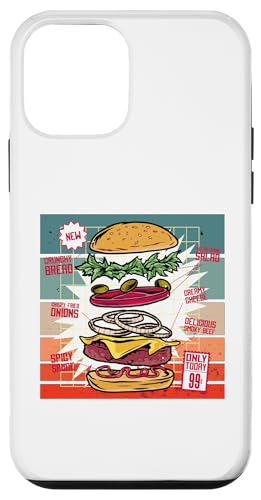 Carcasa para iPhone 12 mini Hamburguesa Pan Ensalada Queso Cebolla Carne Salsa Crujiente
