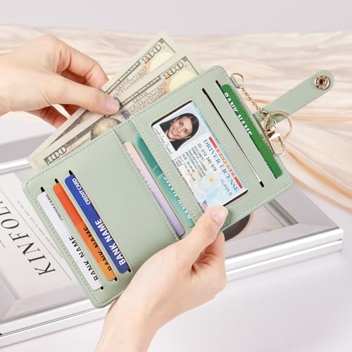 Image of Small Wallet Women Slim Bifold RFID Blocking PU Leather Card Holder Wallets with Change Pocket ID Window