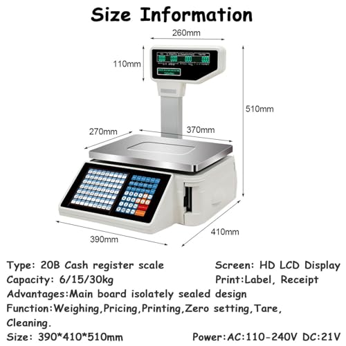 Báscula digital comercial con impresora térmica LCD miniatura 3
