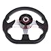 Mqetly Sleek D-Shape 320MM Steering Wheel, Black Blue