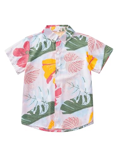 Boys Hawaiian Shirt Short Sleeve Button Down Tropical Luau Shirt Summer Beach Tops for Kids 5-12Years3