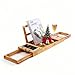 Utoplike Bathtub Caddy Tray Shelf Across Tub, Bamboo Expandable Bath Tub Rack Holds Book Wine Glass Towel ipad Phone Food Tablet Soap for Bathroom Spa