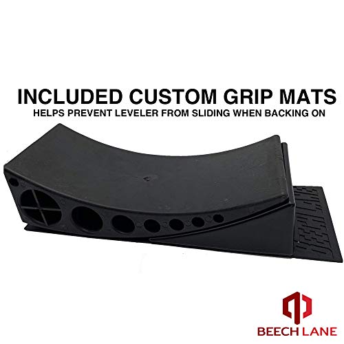 Beech Lane Camper Leveler 2 Pack - Precise Camper Leveling, Includes Two Curved Levelers, Two Chocks, and Two Rubber Grip Mats, Heavy Duty Leveler Works for Campers Up to 35,000 LBs
