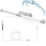 ⭐【12W Powerful LED Badezimmer Spiegelleuchte】Diese Badezimmerspiegellampe hat ein klares weißes Licht, hat keine gelben und blauen Farben, mit 6000 Kelvin und 1200 Lumen eignet es sich sehr gut als Make-Up-Licht. Mit einem Abstrahlwinkel von 360° blendet diese moderne Spiegel der Lampen nicht und der Spiegel wird gleichmäßig und indirekt ausgeleuchtet.