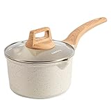 CAROTE 2.4 Quart Saucepan with Lid, Small Nonstick Sauce Pot with Lid, Cooking Sauce Pan with Pour...