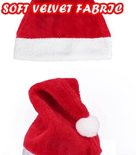 Kaket Christmas Hats Santa Hat for Adult, Xmas Hat Adults Plush Velvet Santa Claus Hat for Christmas, Santa Hats for Adults Christmas Gifts Party Ornaments