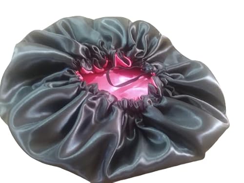 Touca de cetim ajustavel Dupla Face Preta com Pink