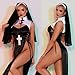 WeiDuoLuo Slim Fit Sexy Nun Costume for Women - Halloween Nun Dress, Comfortable & Fashionable Roleplay Lingerie (Size S) (Cheongsam nun's dress)