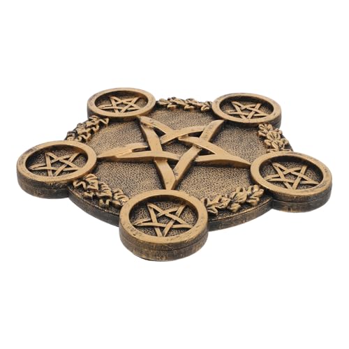 GRIRIW Portavelas de Escritorio Decorativo Pentagrama de Cobre Brillante Base Creativa para Velas de Sacrificio Soporte Metálico para Altar y Ceremonias Mágicas Adorno para Rituales y