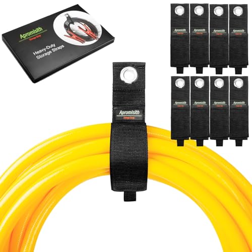 Heavy Duty Storage Hook and Loop Straps 8 Pack (Large) Extension Cord Holder Organizer for Cables, Ropes, Hoses, Garage, Basement, Workshop, Indoors and Outdoors