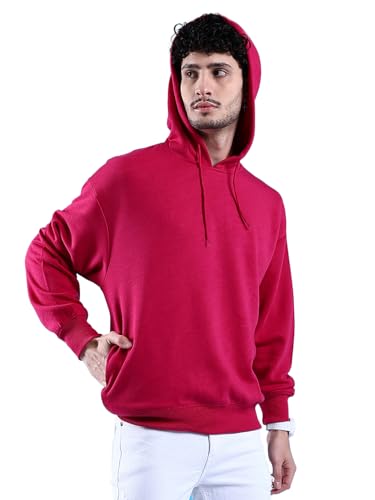 Image of The Indian Garage Co Men Regular Fit Solid Overhead Hooded Sweatshirt