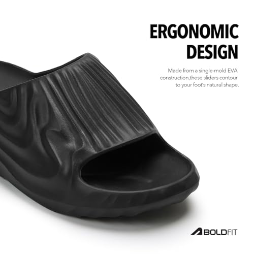 Image of Boldfit Sliders for Man, Stylish PU Strap Slippers for Men,Cushioned Eva Footbed Flip Flops & Anti-Slip Chappal, Lightweight, Durable & Supportive Slider for Everyday Wear