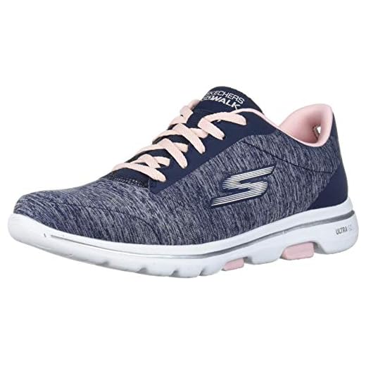 Skechers Tênis feminino Go Walk 5-True, Azul-marinho/rosa, 6