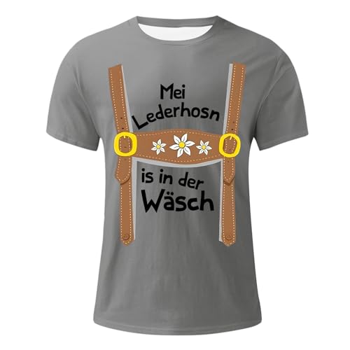 Abbigliamento Oktoberfest da uomo con design tradizionale stilistico, questa maglietta con motivi tradizionali è perfetta per il festival annuale dell'Oktoberfest, grigio., 3XL Abbigliamento Oktoberfest da uomo con design tradizionale stilistico, questa maglietta con motivi tradizionali è perfetta per il festival annuale dell'Oktoberfest, grigio., 3XL