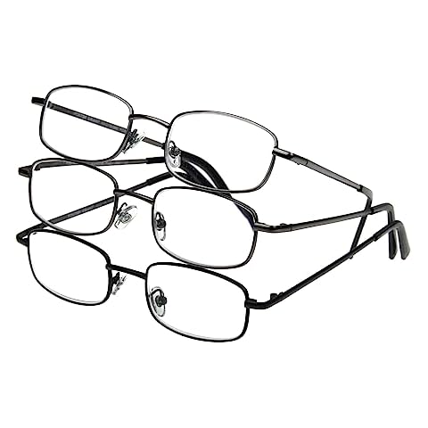 Foster Grant Men's Council Rectangular Reading Glasses, Gunmetal and Black, 3 Pack, 2.5x Cover