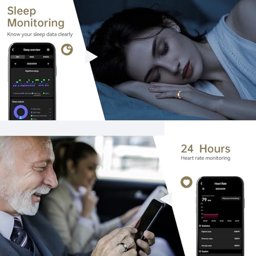 Image of Smart Ring for Women & Men, Fitness Tracker with Heart Rate, Blood Oxygen, Sleep Monitoring, Long-Lasting Battery, IP68 Waterproof (Gold, 9)