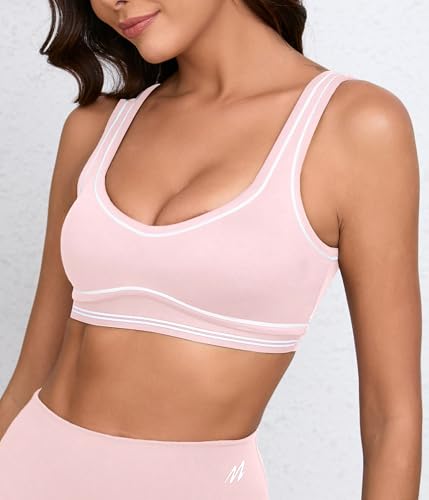Image of Women Sweetheart Padded Sports Bra- Workout Fitness Square Neck Low Back Yoga Bra