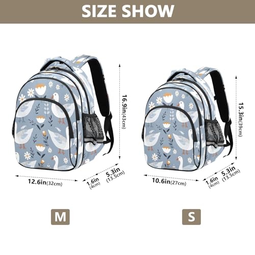 Cute Duck and Little Flower Backpack For Girls Kindergarten Elementary Bookbag Lightweight Childrens School Bag,Medium4