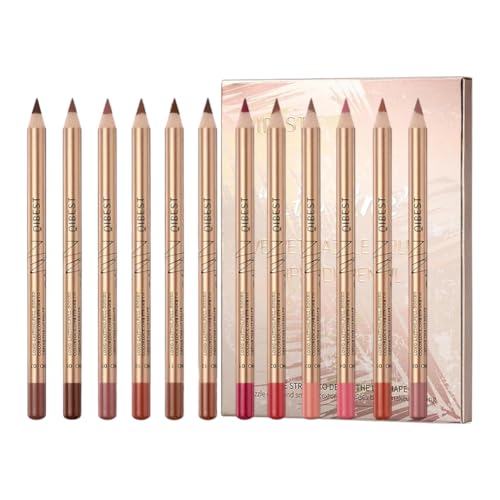 LOPHE Lip Liner Set, 12 Stück Wasserfester Lippenkonturenstift mit Mattes Finish, Lipliner Langanhaltender, Voller Textur, Lippenkonturenstift für Ideal Definierte Lippen