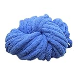 tuwiwol Hilo de chenilla grueso lavable, fibras acrílicas gigantes para mantas, cojines y mantas, color jengibre, Azul, 20 mm