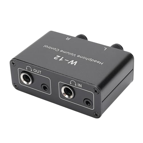 Portable Headphones Amplifier Stereo Volume Controller, 3.5mm and 6.35mm Stepless Volume Control Box, Headphones Volume Attenuator for Interference Isolation