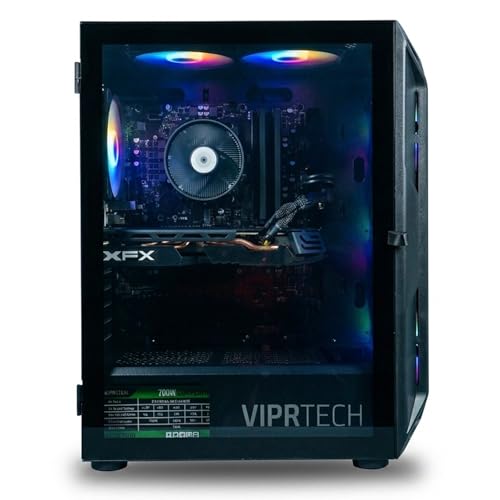 Image of ViprTech Ghost Gaming PC - AMD Ryzen 7 (4.1Ghz Turbo), AMD Radeon RX 580 8GB, 16GB DDR4, 500GB SSD, WiFi Bluetooth, RGB, Windows 11, Desktop Computer Tower Prebuilt, Onyx Black