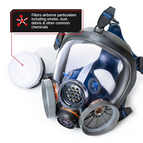 Gas Mask Survival Nuclear and Chemical PT-100 Full Face Respirator - Activated Carbon Organic Vapor Particulate Respirator Mask with Filters - CE Tested - Thumbnail 5