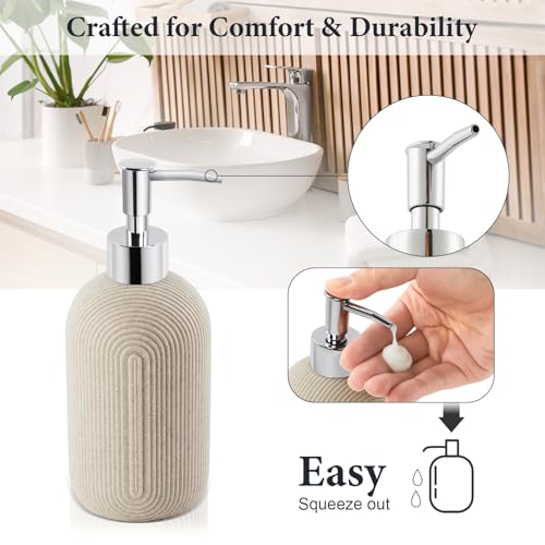 Bathroom Accessories Set - 7-Piece Resin Bathroom Set, Toothbrush Holders for Bathrooms, Soap Dispenser, Qtip Holder Dispenser, Tumbler, Soap Dish & Tray(Beige - image 4