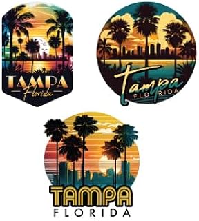 Tampa Florida Designs ABC Souvenir Vinyl Decorative Flat Magnet - 3 Pack Set Destination Travel Keepsake 6-Inch