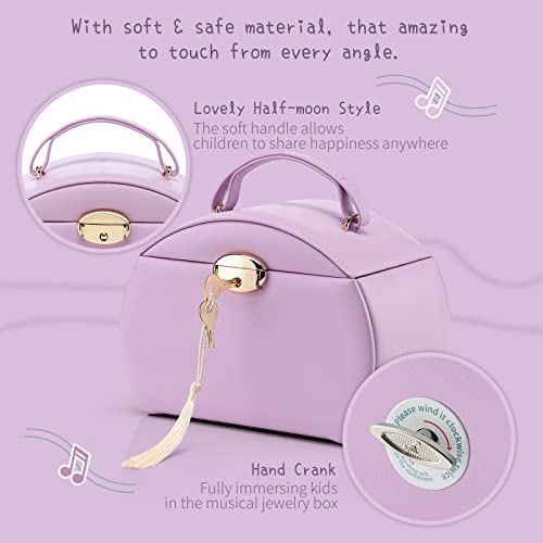 Vlando Musical Jewelry Box For Girls Kids With Drawer, Music Box With Ballerina And Stickers For Birthday Bedroom Decor, Purple #TOP3