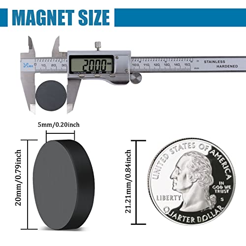 Craft Magnets, Round Disc Ceramic Magnets, 20 Mm (0.78 Inch) Flat Circle Magnets For Crafts Science Fridges Hobbies Projects, 50 Pack #TOP3